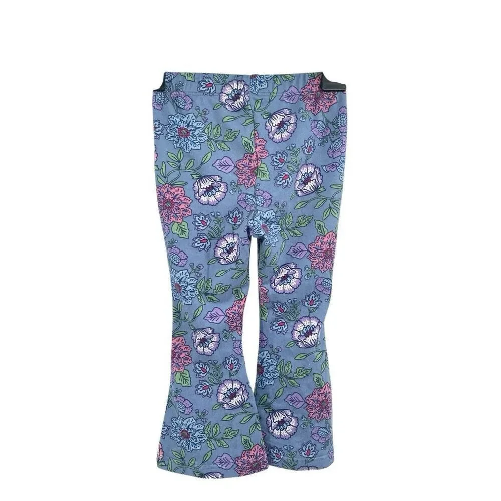 Btween Baby 3pc Floral Bell Bottom Outfit Blue Ruffle Top Leggings Headband 12M - Picture 7 of 15